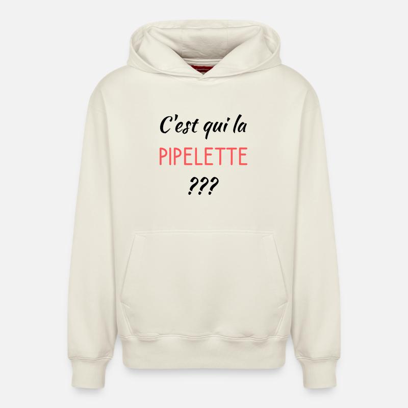 C'est qui la pipelette - Sweat à capuche unisexe décontracté en coton biologique – de SPREAD - blanc cassé