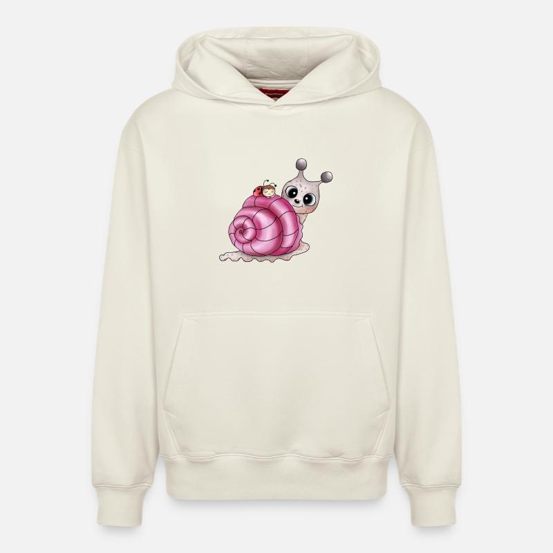 coquille rose - Sweat à capuche unisexe décontracté en coton biologique – de SPREAD - blanc cassé