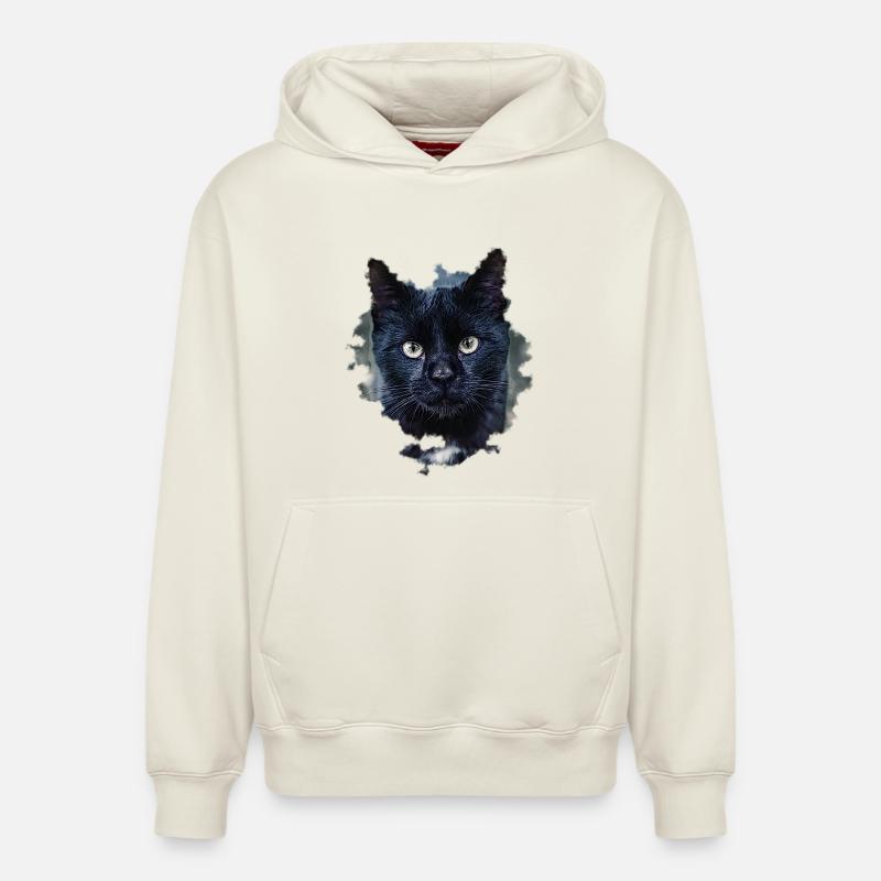 blackcat/ chat noir - Sweat à capuche unisexe décontracté en coton biologique – de SPREAD - blanc cassé