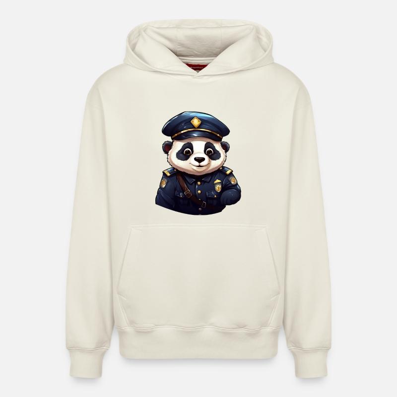 Policier panda - Sweat à capuche unisexe décontracté en coton biologique – de SPREAD - blanc cassé