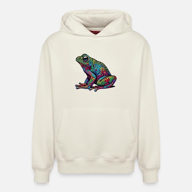 Grenouille - Sweat à capuche unisexe décontracté en coton biologique – de SPREAD - blanc cassé