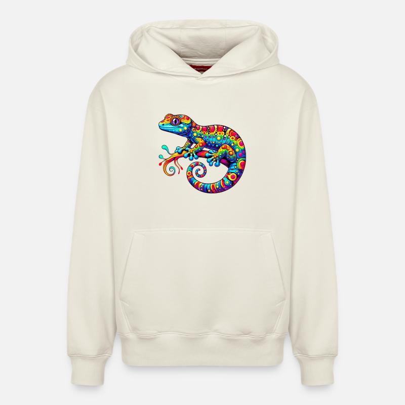 Gecko - Sweat à capuche unisexe décontracté en coton biologique – de SPREAD - blanc cassé
