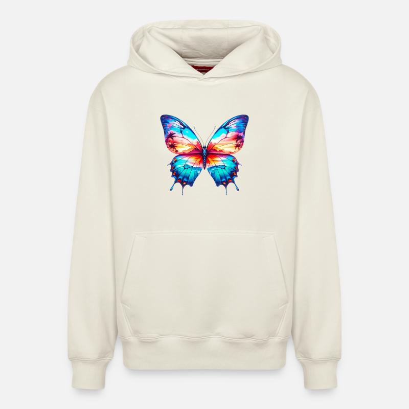 Papillon - Sweat à capuche unisexe décontracté en coton biologique – de SPREAD - blanc cassé