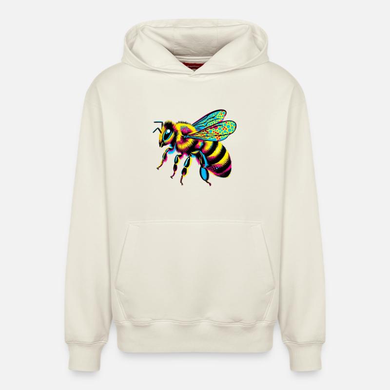 Abeille - Sweat à capuche unisexe décontracté en coton biologique – de SPREAD - blanc cassé