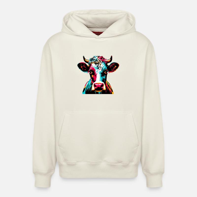 Vache - Sweat à capuche unisexe décontracté en coton biologique – de SPREAD - blanc cassé