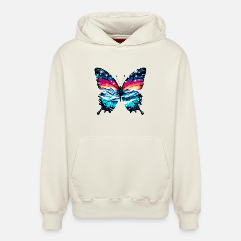 Papillon - Sweat à capuche unisexe décontracté en coton biologique – de SPREAD - blanc cassé