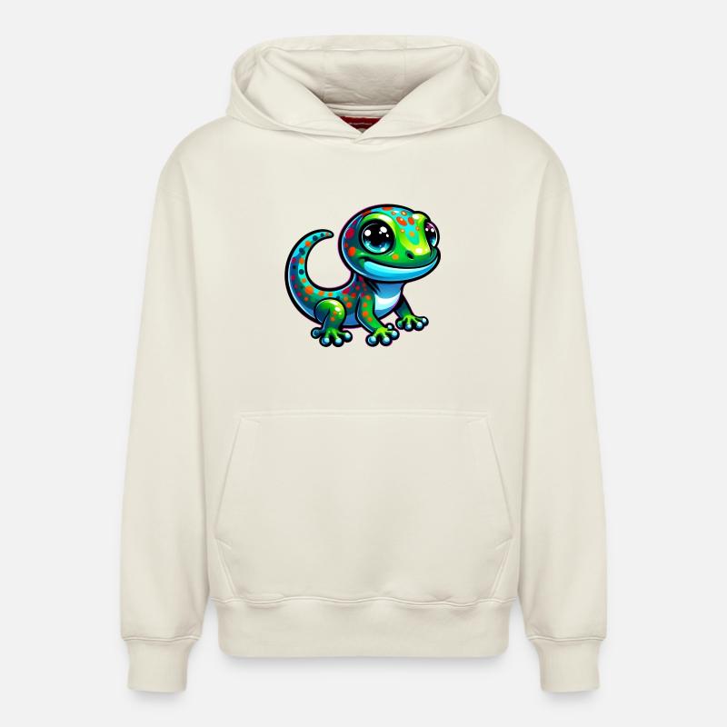 Gecko - Sweat à capuche unisexe décontracté en coton biologique – de SPREAD - blanc cassé