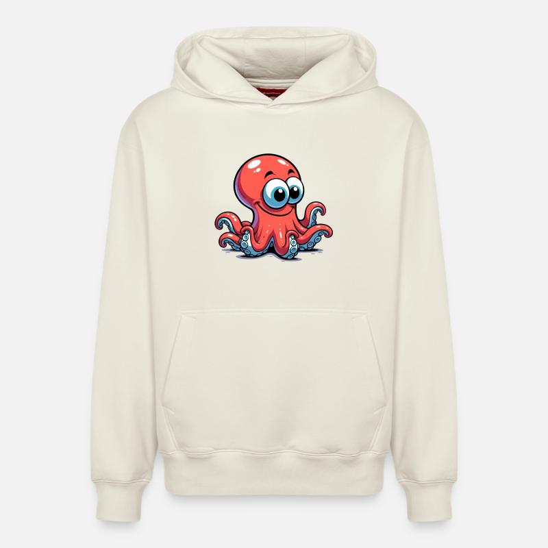 Pieuvre - Sweat à capuche unisexe décontracté en coton biologique – de SPREAD - blanc cassé