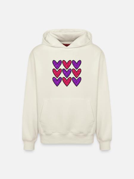 HEART. HAPPY BIRTHDAY. HAPPY BIRTHDAY - Relaxed Unisex Organic Hoodie – by SPREAD - off white