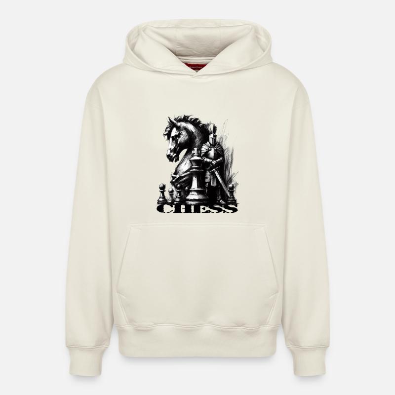 Échecs - Sweat à capuche unisexe décontracté en coton biologique – de SPREAD - blanc cassé