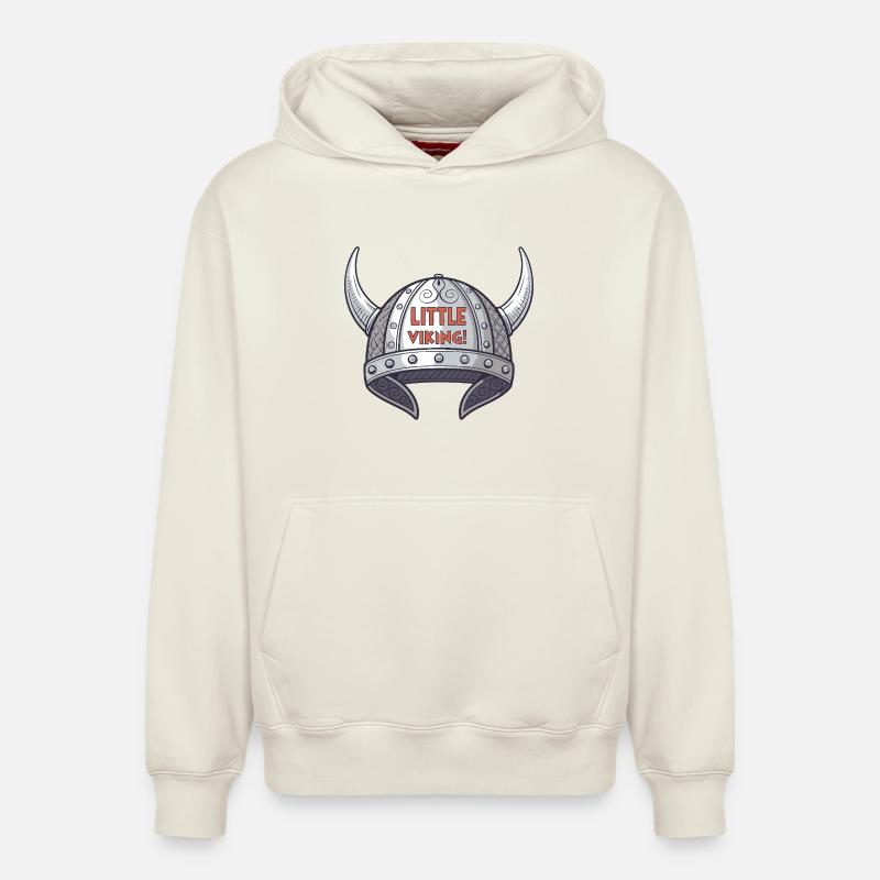 Petit Viking Casque - Sweat à capuche unisexe décontracté en coton biologique – de SPREAD - blanc cassé
