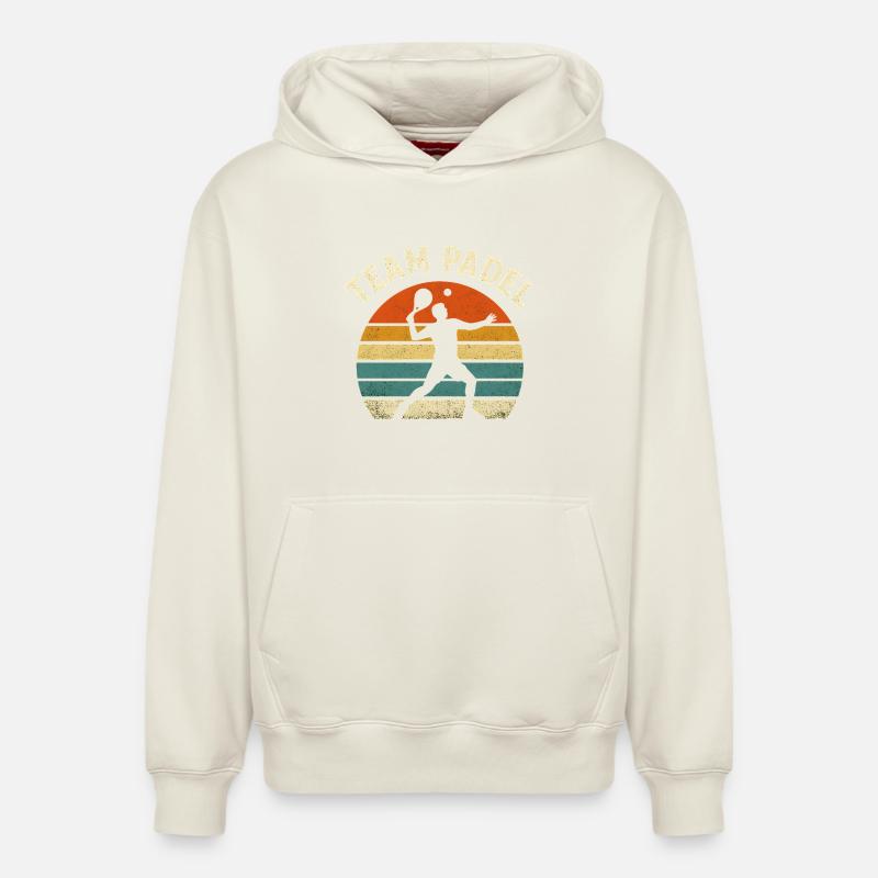 Team Padel Rétro Coucher Soleil - Sweat à capuche unisexe décontracté en coton biologique – de SPREAD - blanc cassé