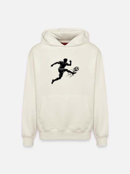 Soccer Silhouette Soccer - Relaxed Unisex Organic Hoodie – by SPREAD - off white