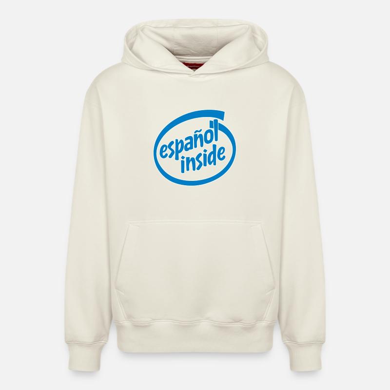 Espagnol à l'intérieur - Sweat à capuche unisexe décontracté en coton biologique – de SPREAD - blanc cassé