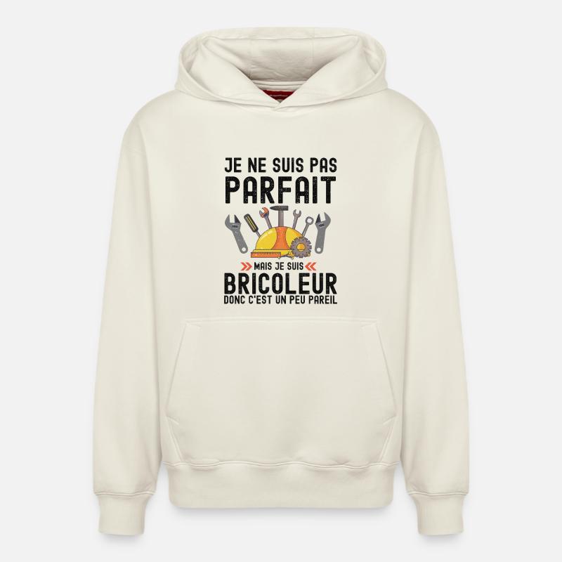 Humour Bricoleur Autodérision - Sweat à capuche unisexe décontracté en coton biologique – de SPREAD - blanc cassé