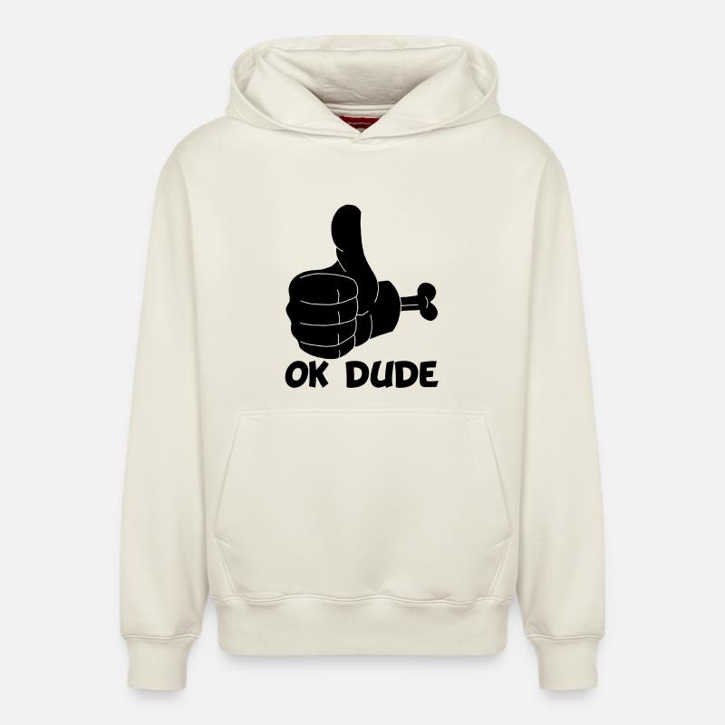 Ok mec ! (noir) - Sweat à capuche unisexe décontracté en coton biologique – de SPREAD - blanc cassé