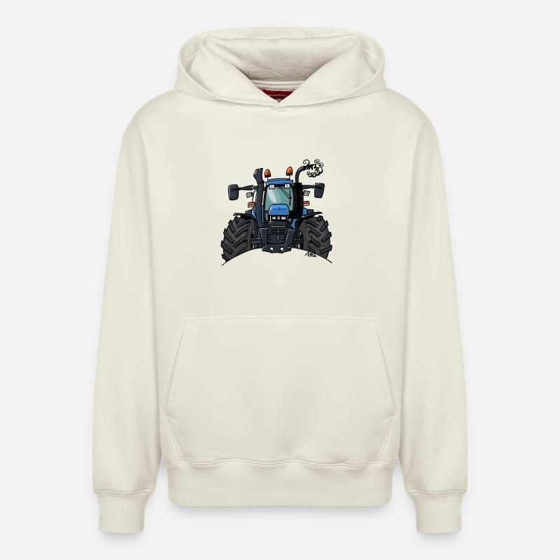 0448 BlueTractor TS115 - Sweat à capuche unisexe décontracté en coton biologique – de SPREAD - blanc cassé