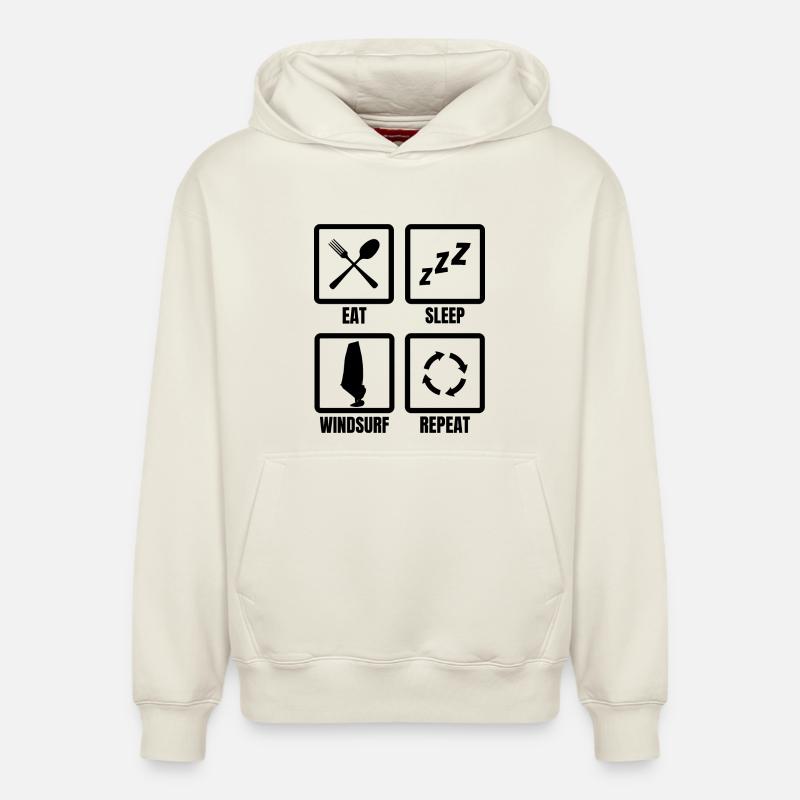 Windsurfer Routine - Relaxed Unisex Organic Hoodie – von SPREAD - Naturweiß