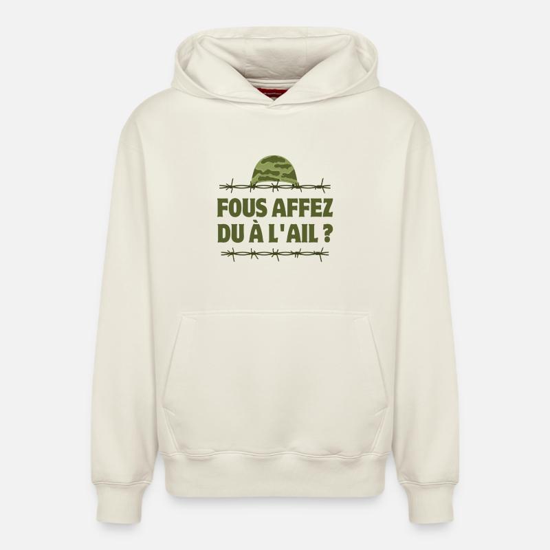 septième compagnie, la septième compagnie - Sweat à capuche unisexe décontracté en coton biologique – de SPREAD - blanc cassé