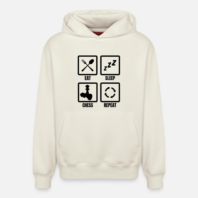Routine d’échecs - Sweat à capuche unisexe décontracté en coton biologique – de SPREAD - blanc cassé