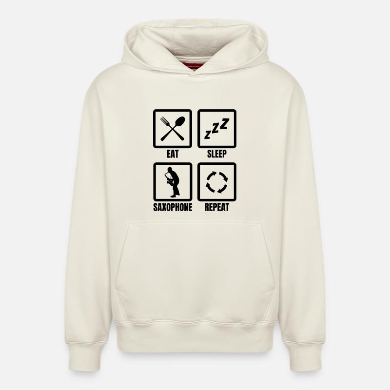 Horaire des saxophonistes - Sweat à capuche unisexe décontracté en coton biologique – de SPREAD - blanc cassé