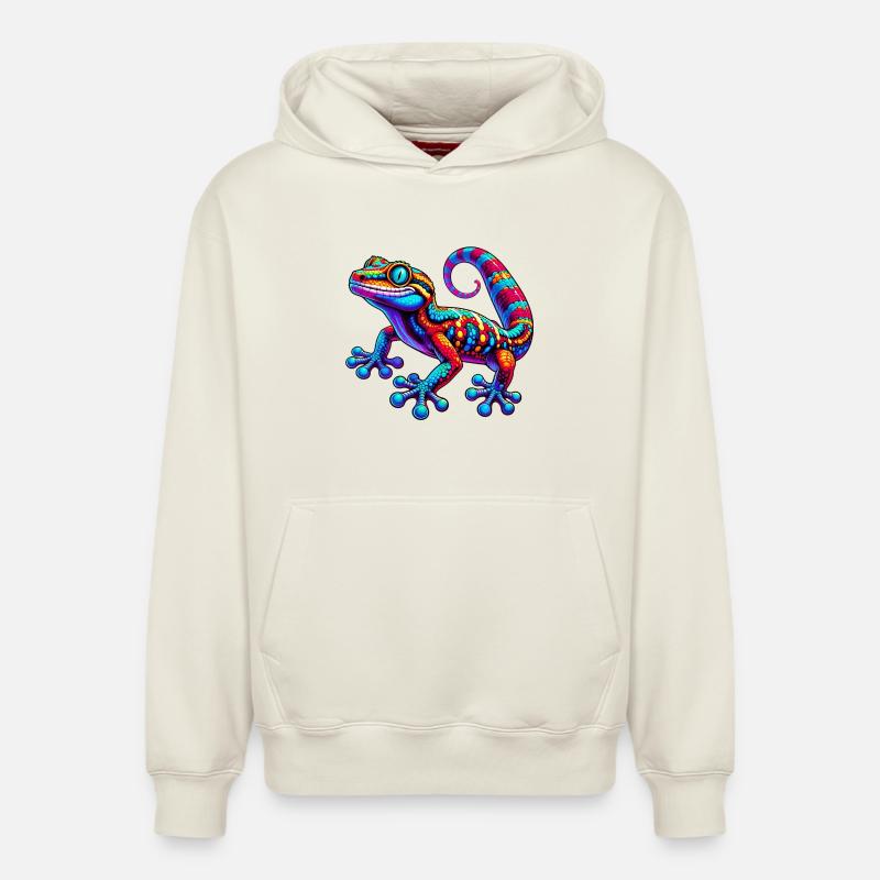 Gecko - Sweat à capuche unisexe décontracté en coton biologique – de SPREAD - blanc cassé