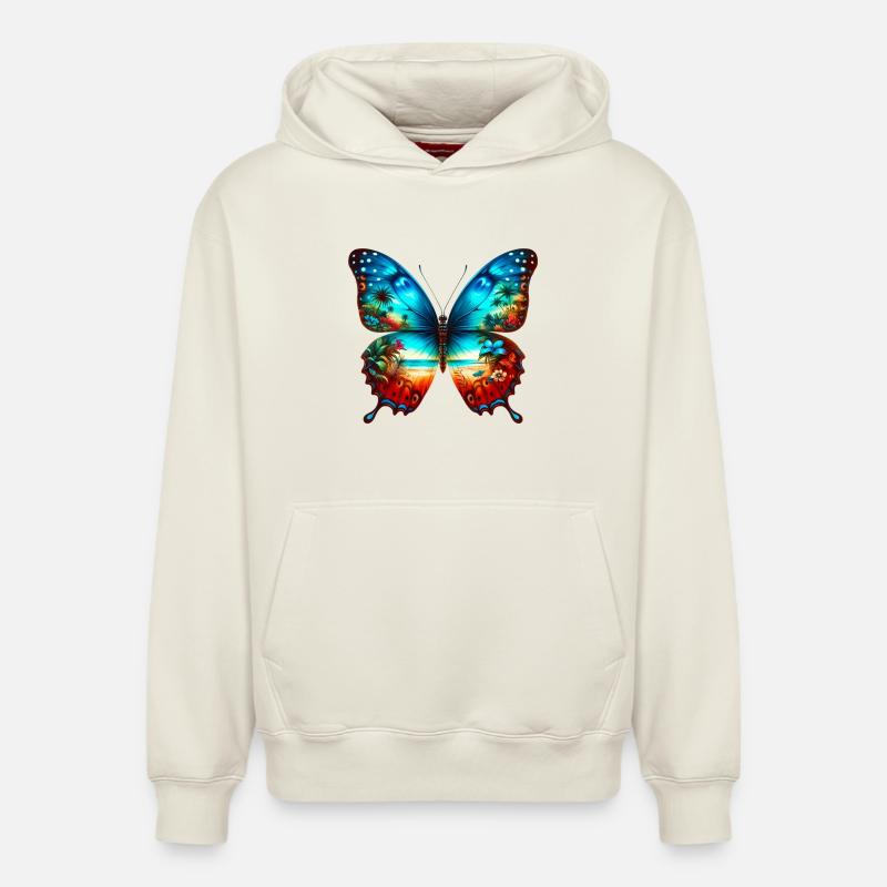 Papillon - Sweat à capuche unisexe décontracté en coton biologique – de SPREAD - blanc cassé