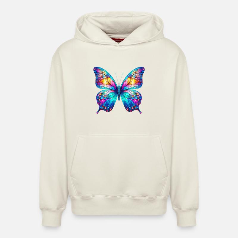 Papillon - Sweat à capuche unisexe décontracté en coton biologique – de SPREAD - blanc cassé