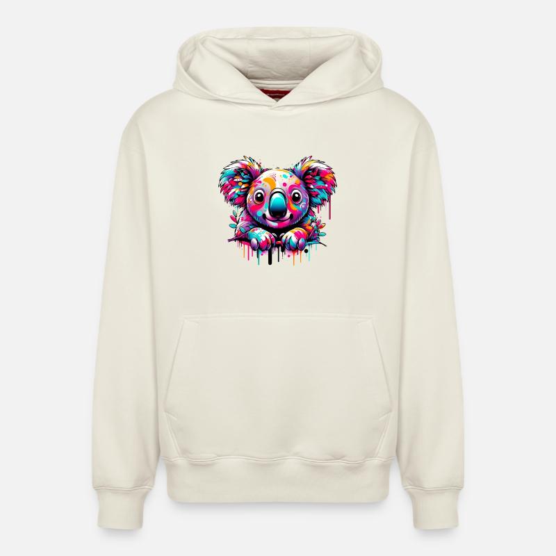 Koala - Sweat à capuche unisexe décontracté en coton biologique – de SPREAD - blanc cassé