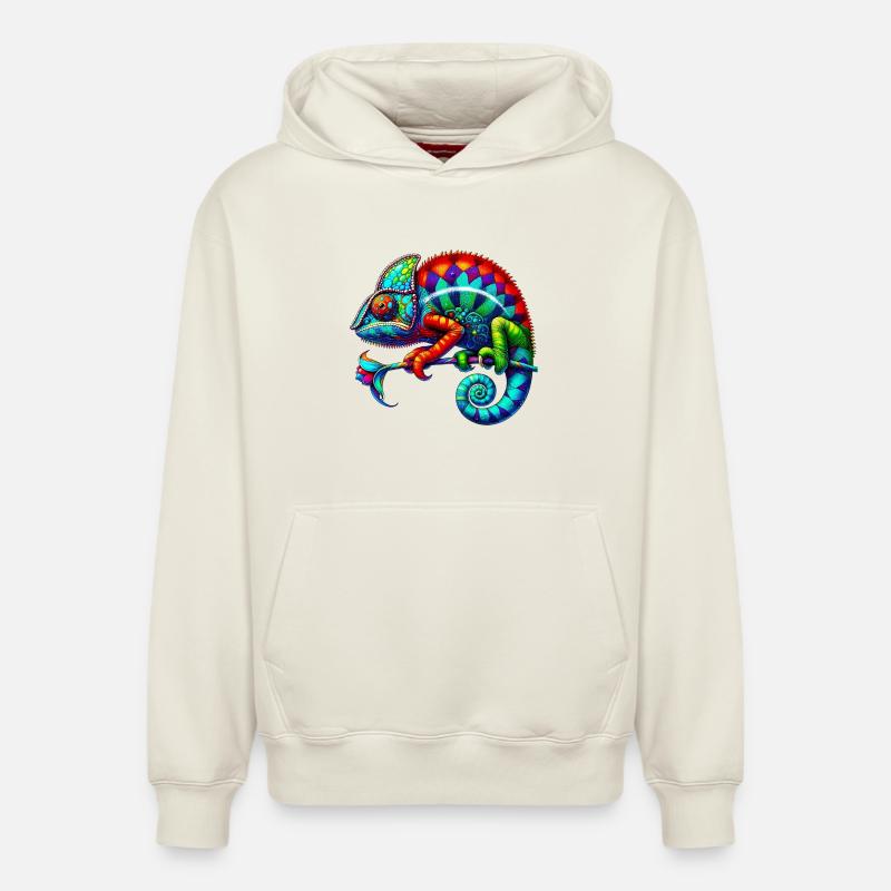 Caméléon - Sweat à capuche unisexe décontracté en coton biologique – de SPREAD - blanc cassé