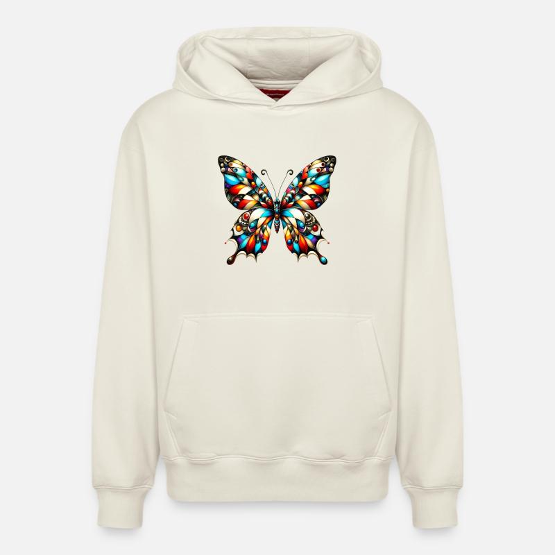 Papillon - Sweat à capuche unisexe décontracté en coton biologique – de SPREAD - blanc cassé