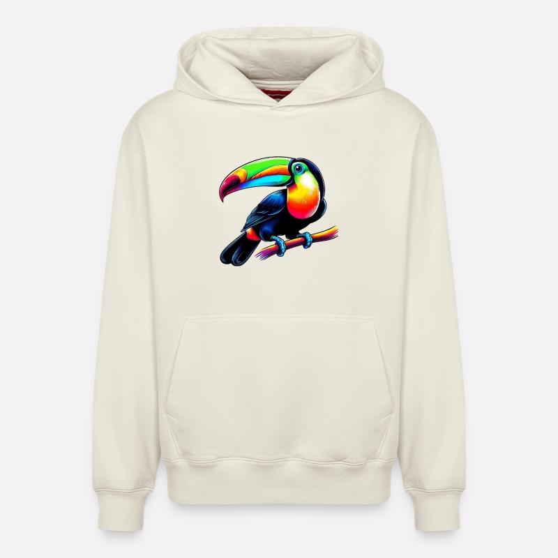 Toucan - Sweat à capuche unisexe décontracté en coton biologique – de SPREAD - blanc cassé