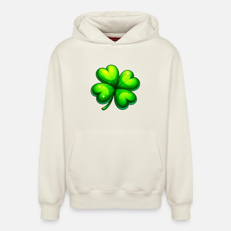 Trèfle à quatre feuilles - Sweat à capuche unisexe décontracté en coton biologique – de SPREAD - blanc cassé
