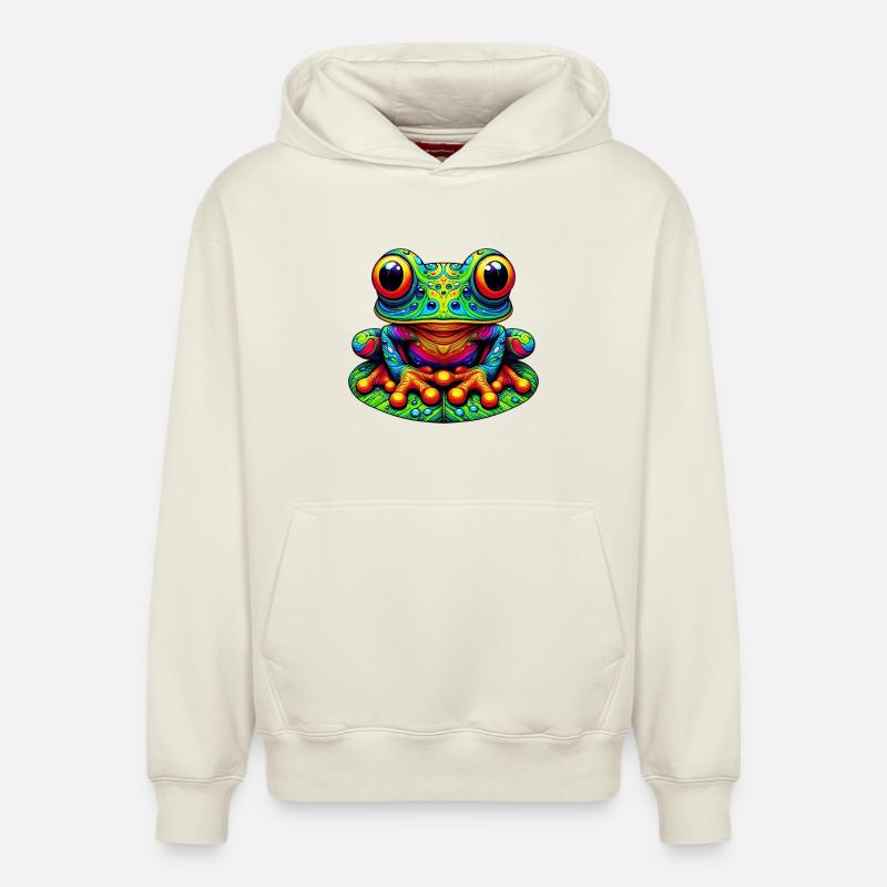 Grenouille - Sweat à capuche unisexe décontracté en coton biologique – de SPREAD - blanc cassé