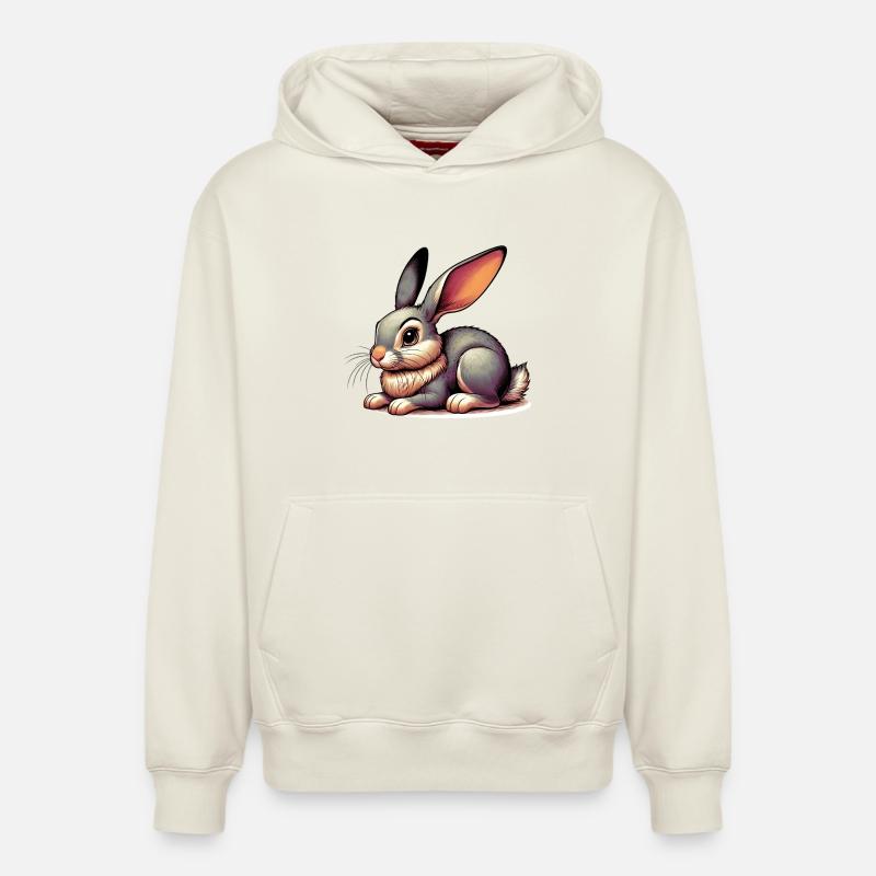 Lapin - Sweat à capuche unisexe décontracté en coton biologique – de SPREAD - blanc cassé