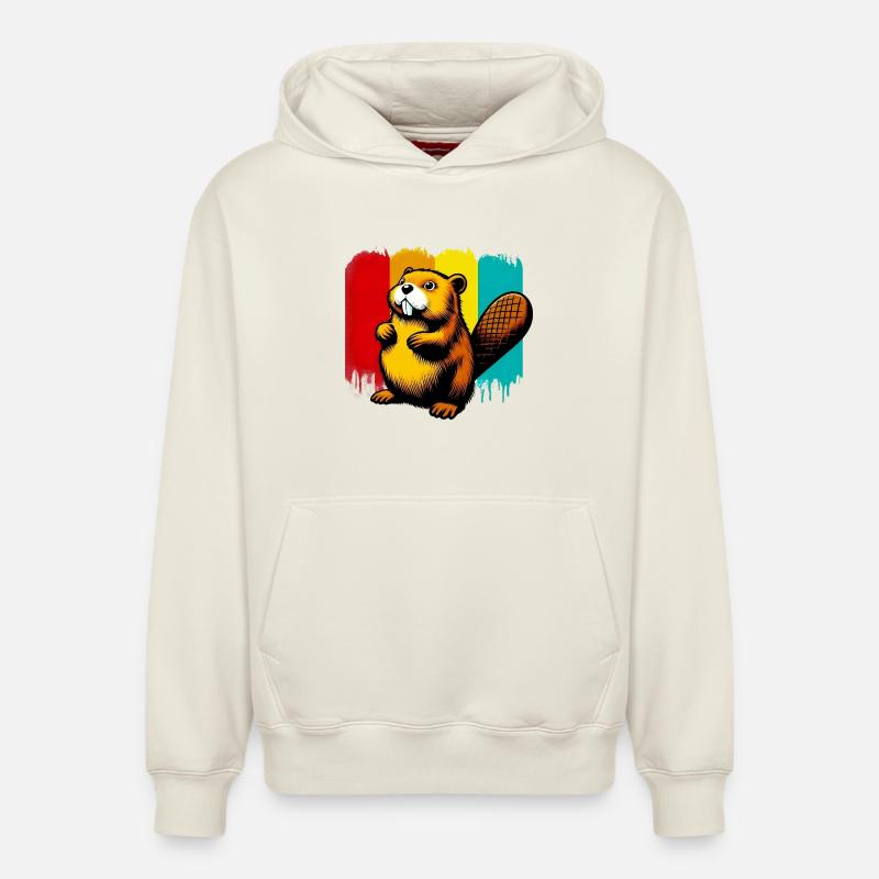 Castor - Sweat à capuche unisexe décontracté en coton biologique – de SPREAD - blanc cassé