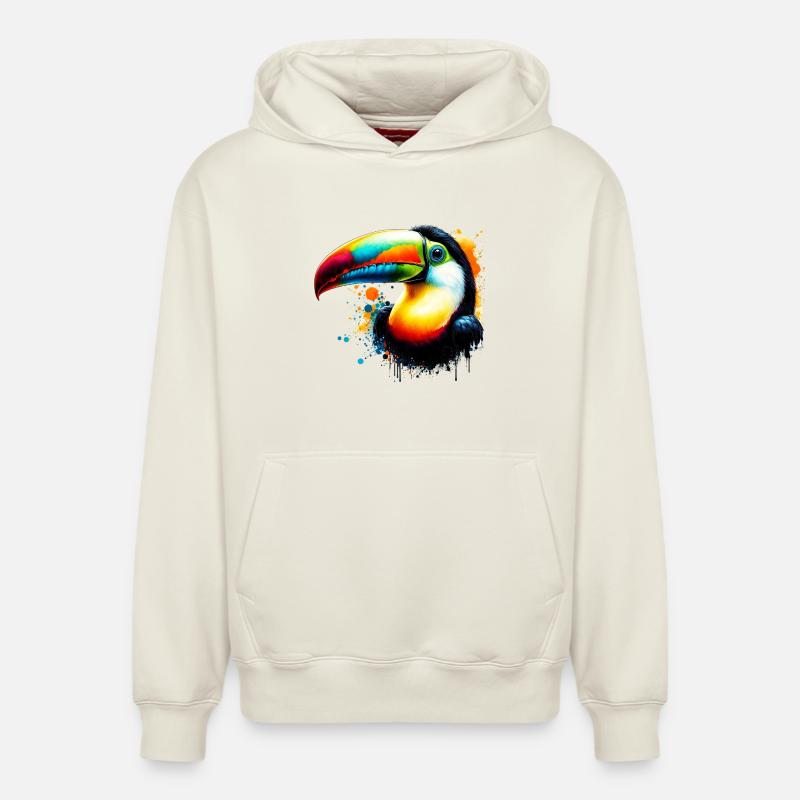 Toucan - Sweat à capuche unisexe décontracté en coton biologique – de SPREAD - blanc cassé