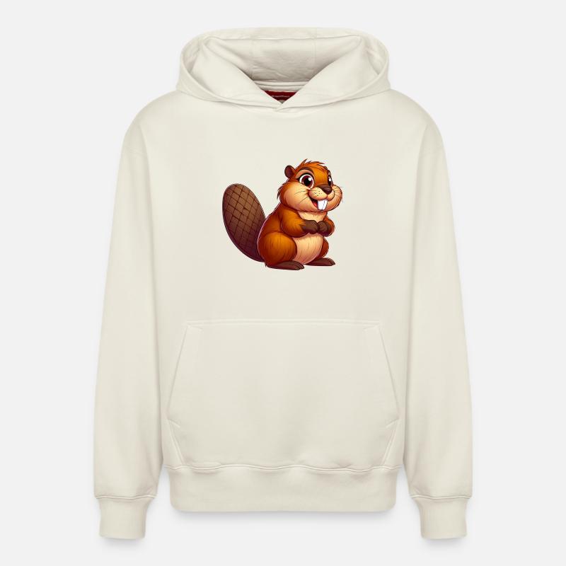 Castor - Sweat à capuche unisexe décontracté en coton biologique – de SPREAD - blanc cassé