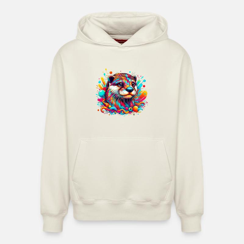 Loutre - Sweat à capuche unisexe décontracté en coton biologique – de SPREAD - blanc cassé