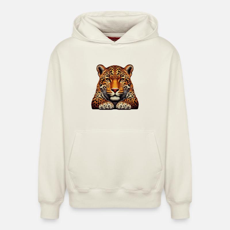 Léopard - Sweat à capuche unisexe décontracté en coton biologique – de SPREAD - blanc cassé