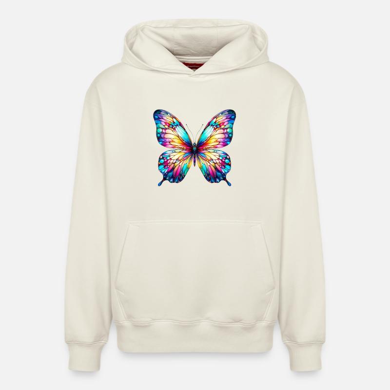 Papillon - Sweat à capuche unisexe décontracté en coton biologique – de SPREAD - blanc cassé