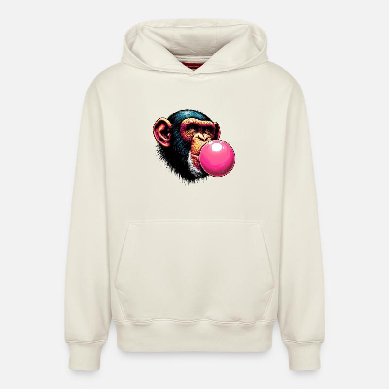 Singe - Sweat à capuche unisexe décontracté en coton biologique – de SPREAD - blanc cassé
