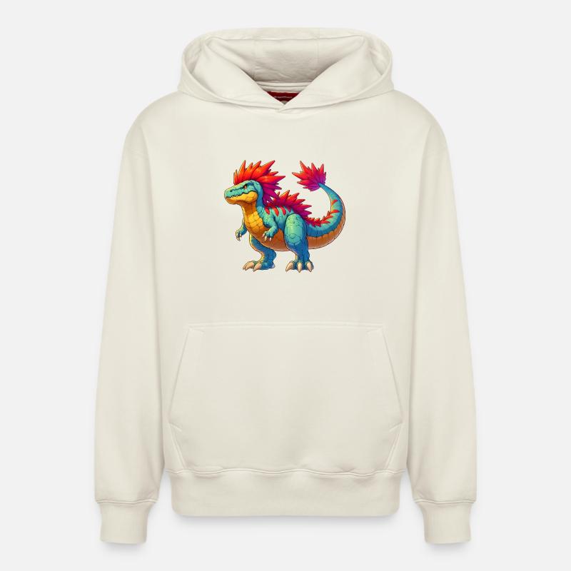 Dinosaure - Sweat à capuche unisexe décontracté en coton biologique – de SPREAD - blanc cassé