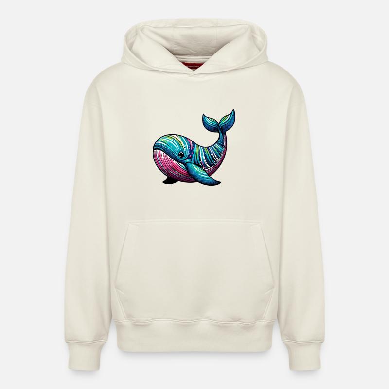 Baleine - Sweat à capuche unisexe décontracté en coton biologique – de SPREAD - blanc cassé