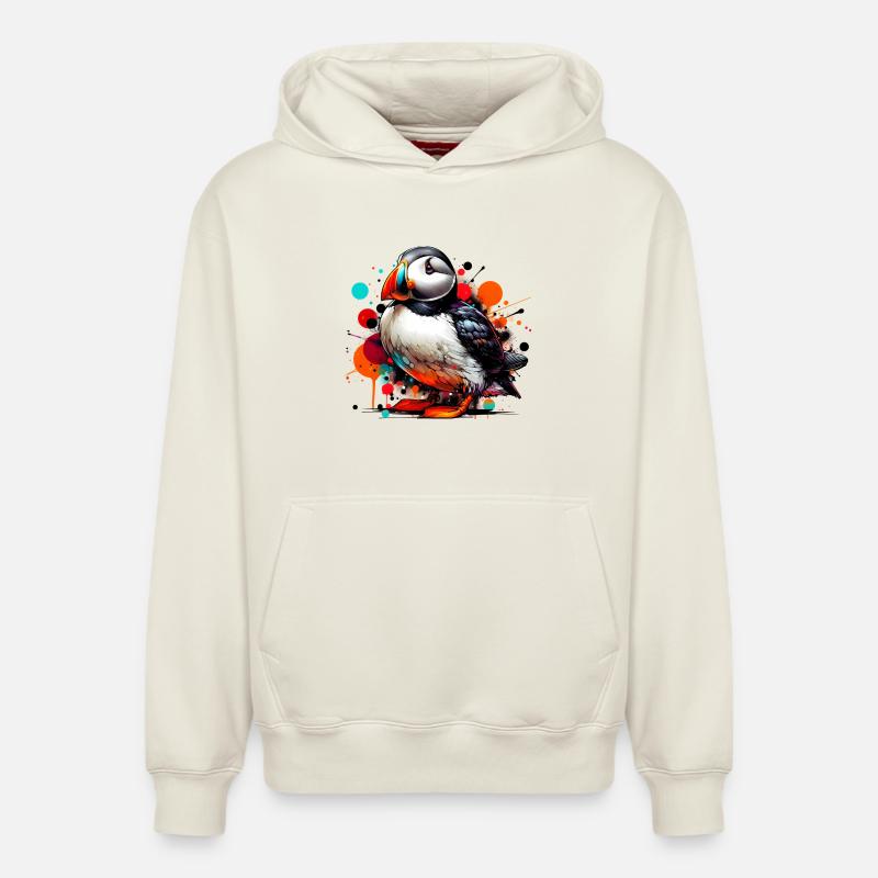 Macareux - Sweat à capuche unisexe décontracté en coton biologique – de SPREAD - blanc cassé