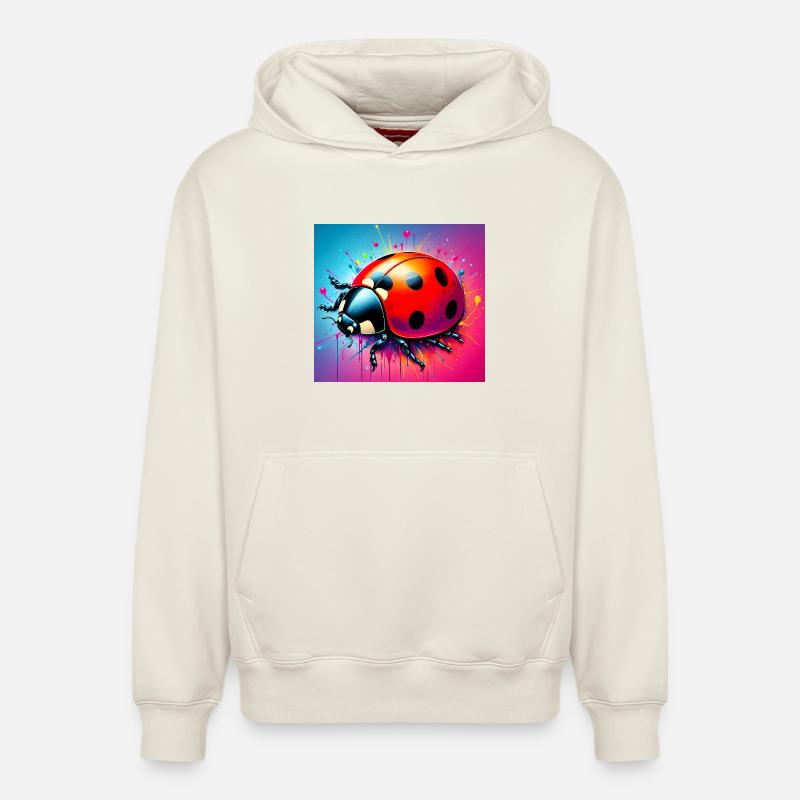 coccinelle - Sweat à capuche unisexe décontracté en coton biologique – de SPREAD - blanc cassé