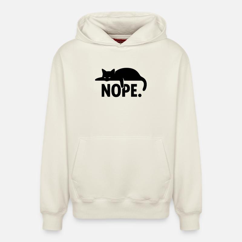 Nope Cat - Design minimal amusant - Sweat à capuche unisexe décontracté en coton biologique – de SPREAD - blanc cassé