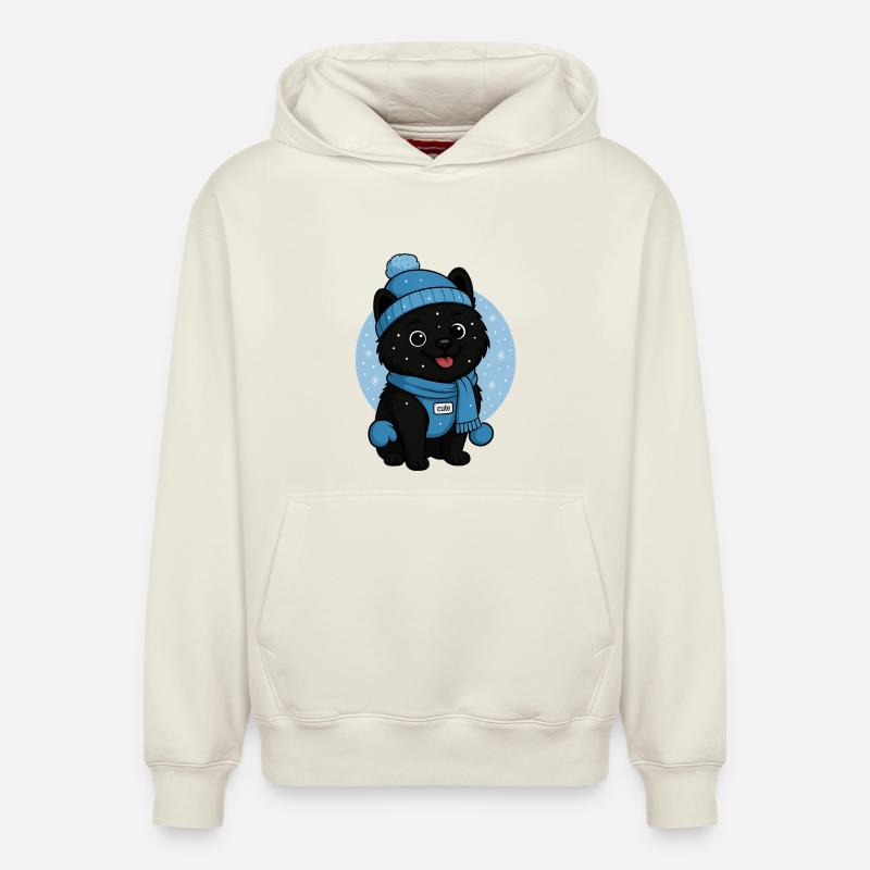Cuddly Dog Winter Magic - Relaxed Unisex Organic Hoodie – by SPREAD - off white