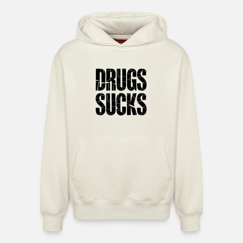 Slogan anti-drogue noir - Sweat à capuche unisexe décontracté en coton biologique – de SPREAD - blanc cassé