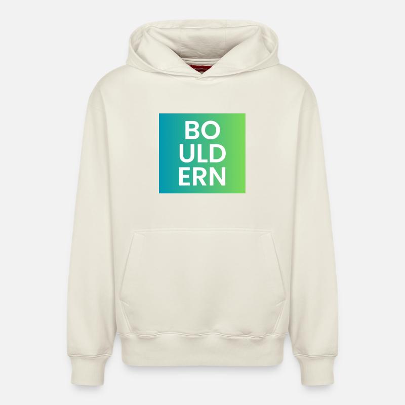 Bloc Dégradé Typo - Sweat à capuche unisexe décontracté en coton biologique – de SPREAD - blanc cassé